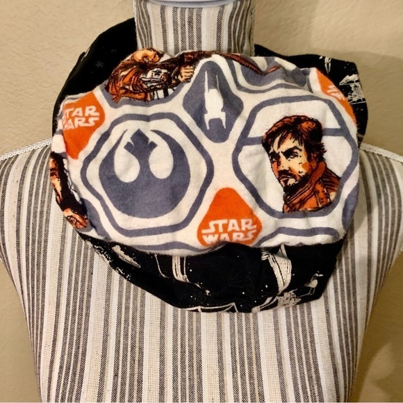 Star Wars Infinity Scarf Hand Warmer Black White Orange Gray Tie Fighters - Picture 11 of 12
